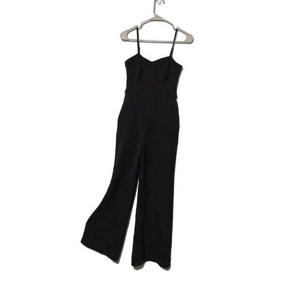 XOXO Black Jumpsuit Spaghetti Straps Wide Leg Pockets - Picture 1 of 10